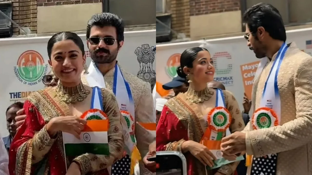 Rashmika Mandanna and Vijay Deverakonda Cold Cold Moments in India Day Day in New York Rashmika Mandanna and Vijay Deverakonda Cold Cold Moments in India Day Day in New York