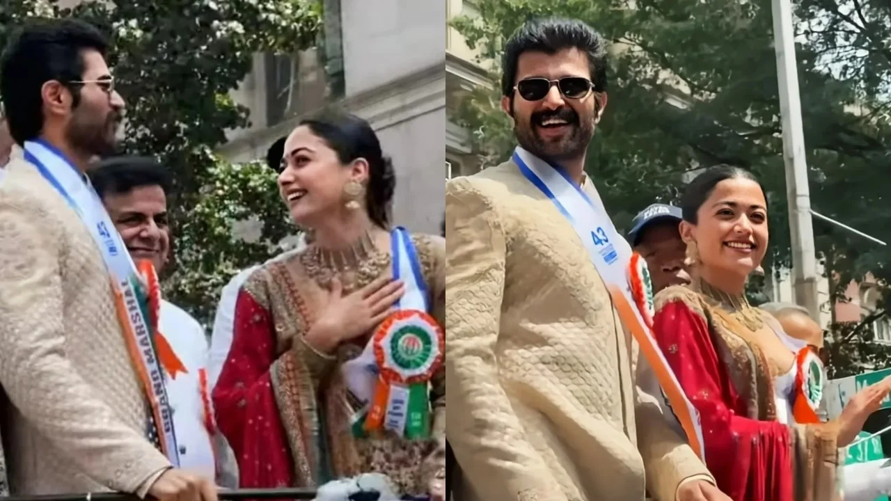 Rashmika Mandanna and Vijay Deverakonda Cold Cold Moments in India Day Day in New York Rashmika Mandanna and Vijay Deverakonda Cold Cold Moments in India Day Day in New York