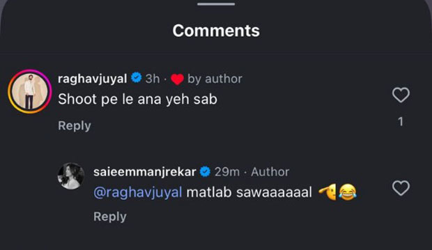 Raghav Juyal and Saiee M Manjrekar in news for possible romantic thriller collaboration after The Ba**ds of Bollywood : Bollywood News - IHNS After a playful social media exchange, speculations are rife about Raghav Juyal and Saiee Manjrekar teaming up for a new romantic thriller project.