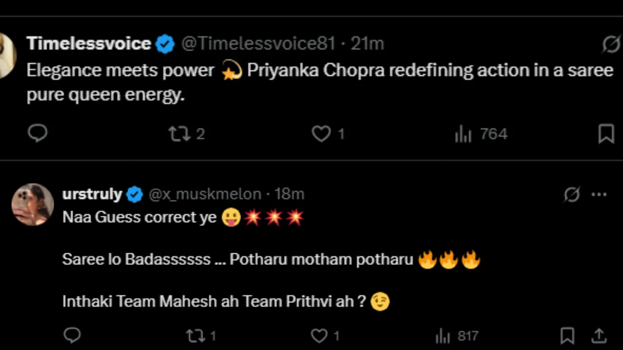 SSMB29: Reactions to Priyanka Chopra's first look (PC:X) SSMB29: Reactions to Priyanka Chopra's first look (PC:X)