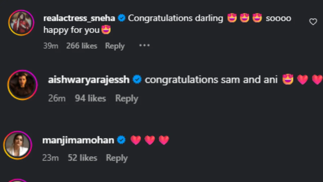 Actresses' comments for Sanyukta Shan's wedding (PC: Instagram) Actresses' comments for Sanyukta Shan's wedding (PC: Instagram)