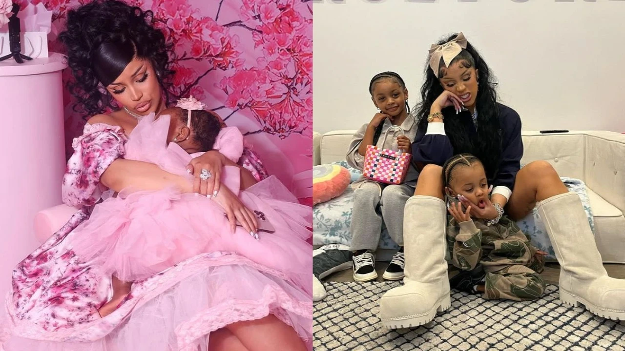 Cardi B with kids: courtesy of Cardi B's Instagram