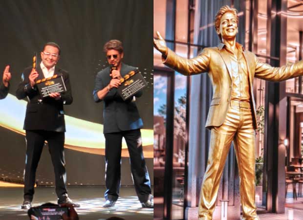 Historic: Dubai tower named after Shah Rukh Khan, Shahrukh's by Danube, launched; Installing the statue of King Khan; Shahrukh says, "Had my mother been alive, she would have been very happy!"; He further says, "Like the moon of Eid, I come out rarely. But when I come, I come amazing!" : Bollywood News - Bollywood Hungama