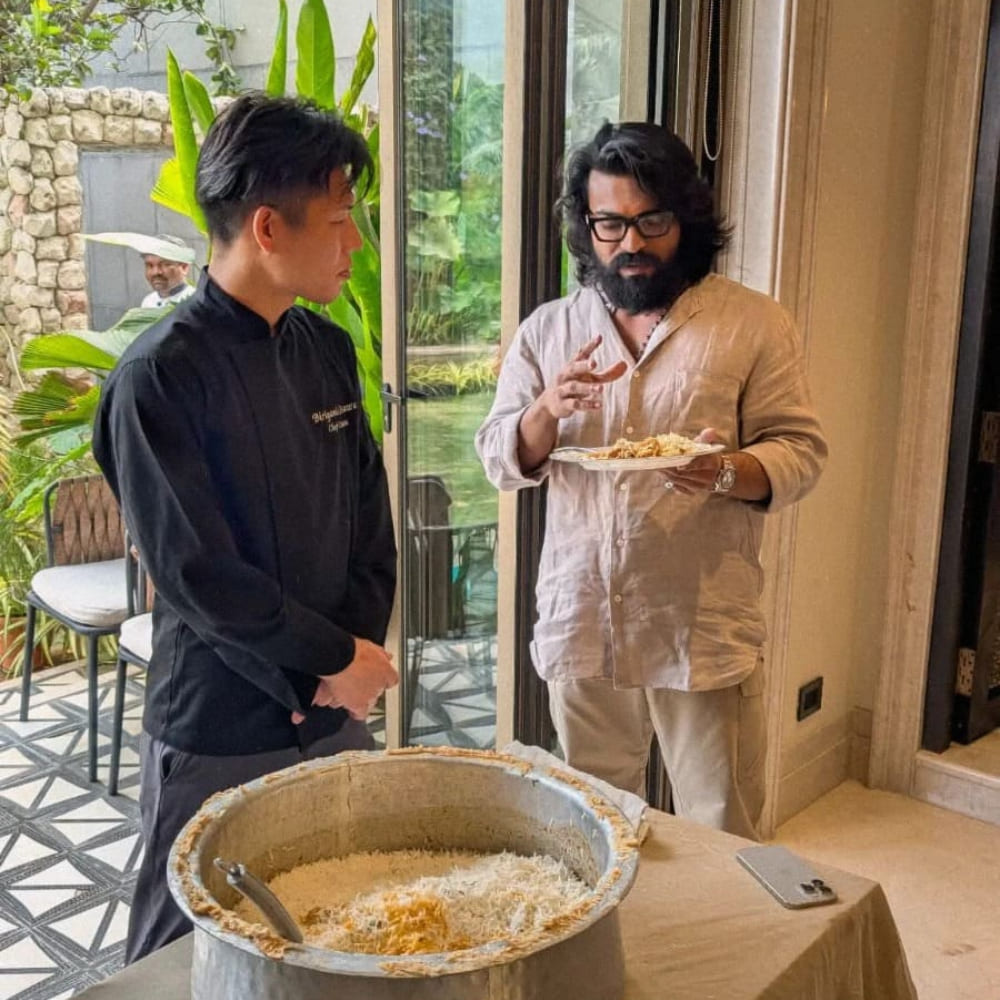Ram Charan enjoying biryani made by Japanese chef Takamasa Osawa