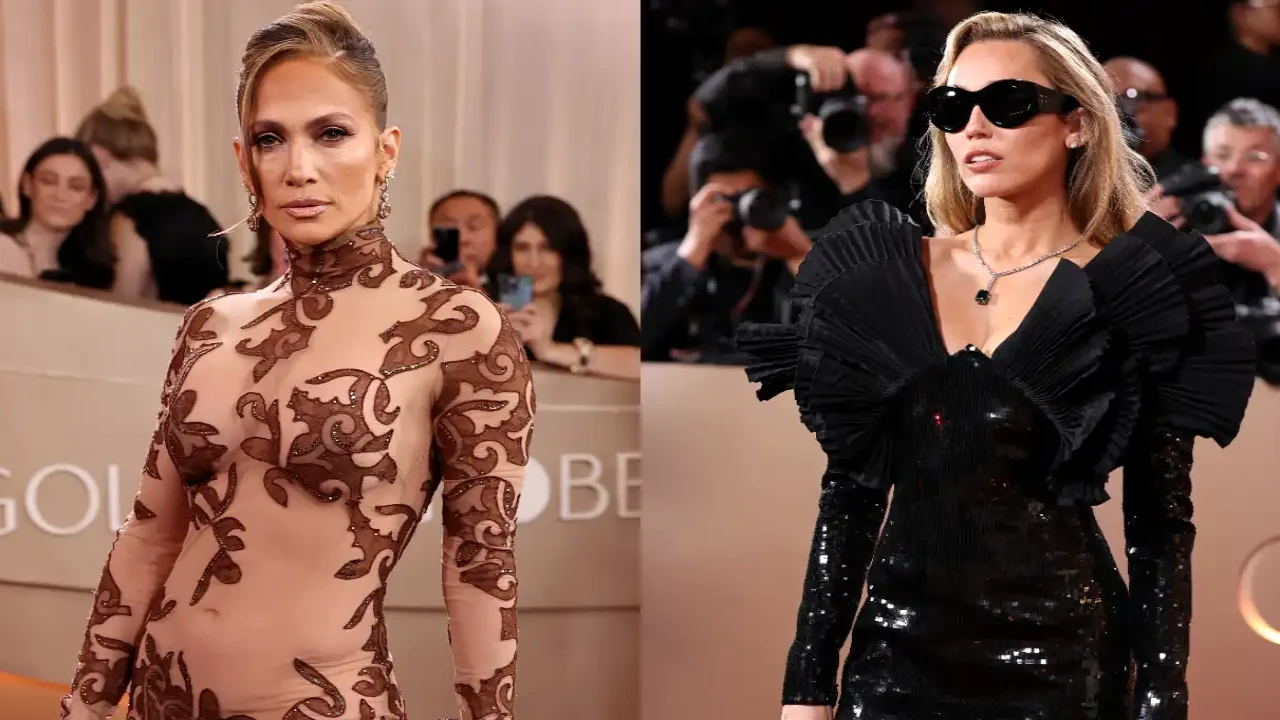 Golden Globes 2026: Miley Cyrus wears sunglasses with sequin gown, Jennifer Lopez looks stunning in bold dress and Sabyasachi jewels