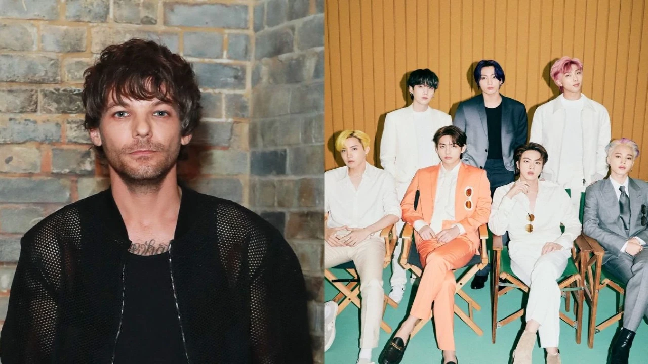 Louis Tomlinson: courtesy of Getty Images, BTS: courtesy of BIGHIT MUSIC