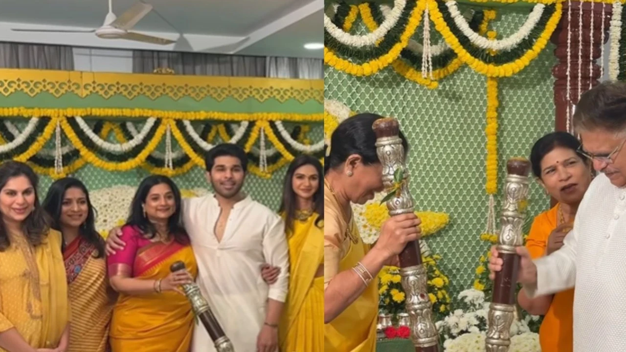 Allu Sirish and Nayanika Reddy's wedding festivities begin with Pasupu; Allu Arjun was not seen during the filming of AA22xA6 Allu Sirish with family: courtesy of Allu Sirish's Instagram