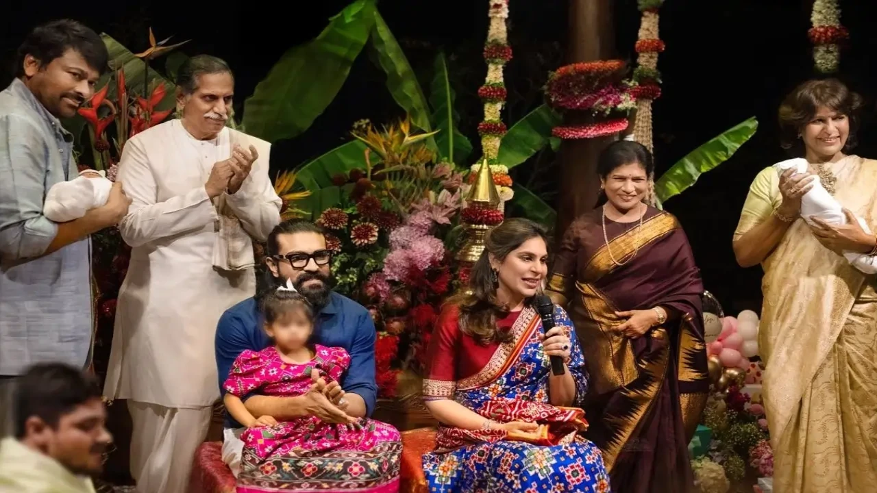 Chiranjeevi shares first photo of newborn grandson Shiva Ram and Anvira Devi Konidela, Ram Charan is the eldest Konidela and Kamineni family: courtesy of Chiranjeevi's X