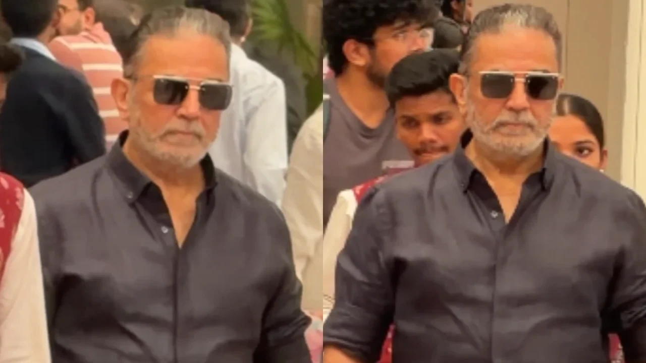 Kamal Haasan is turning heads in his gray beard look as he arrives in Hyderabad for the Gaddaar awards ceremony; Watch Kamal Haasan turns heads in his grey beard look as he arrives in Hyderabad