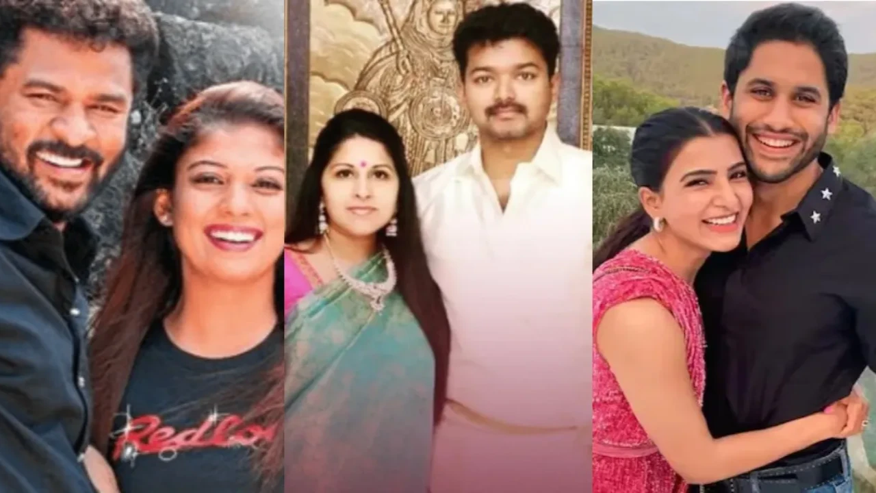 13 failed relationships that shook the South Film Industry, Vijay-Sangeetha, Nayanthara-Prabhudeva, Rashmika-Rakshit, Samantha-Naga Chaitanya PC: Pinkvilla Archive