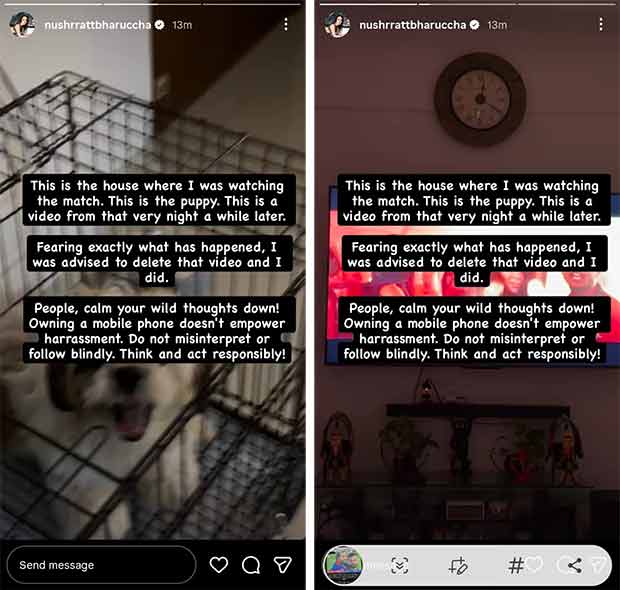 Nushrat Bharucha breaks silence on viral IPL win video controversy; Clarifies 'groaning' claims with evidence Nushrat Bharucha breaks silence on viral IPL win video controversy; Clarifies 'groaning' claims with evidence
